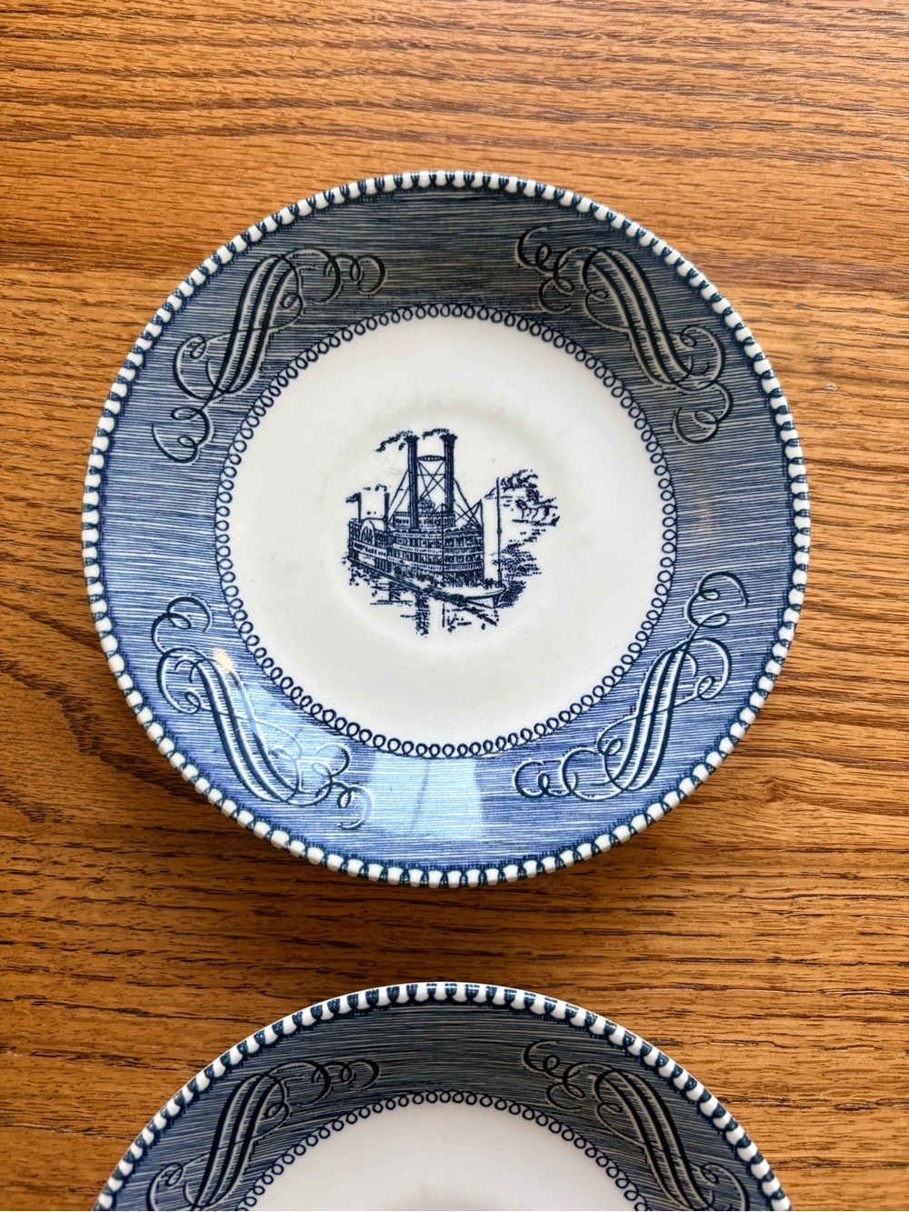 Vintage Currier & Ives “Low Water in the Mississippi"- set of 3 plates- 6 inches - Picture 5 of 10